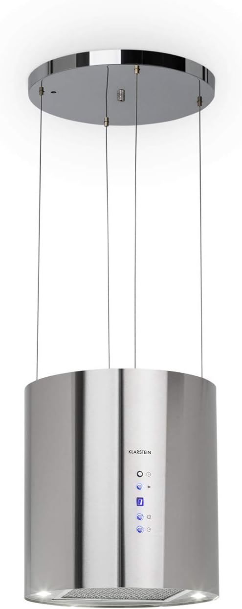 Klarstein Barett - Campana Extractora de Techo, 190W, 590 m³/h, Acero Inoxidable, Luz LED