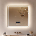 Espejo de Baño LED con Bluetooth y Antivaho, 80x80 cm, LUZ Frente y Fondo, 3 Colores Regulables, Memoria, CE