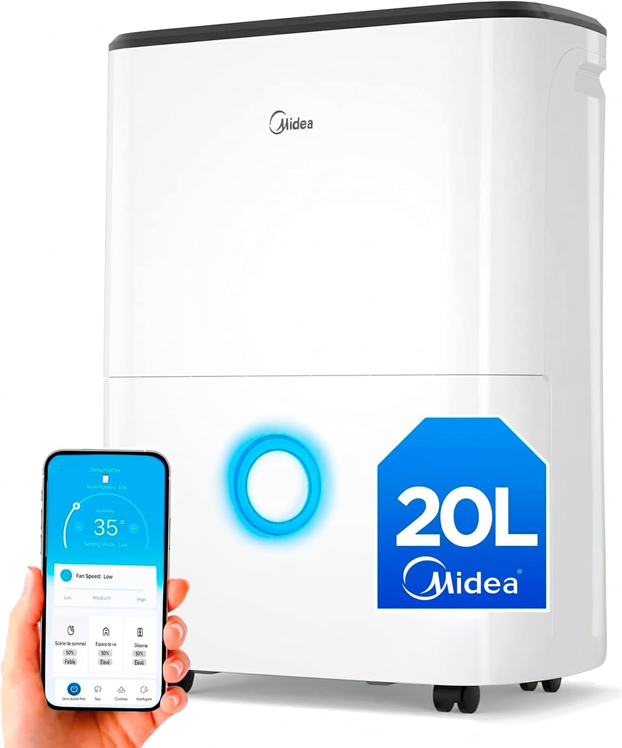 Deshumidificador Midea 20L con WiFi, Secado de Ropa y Purificación