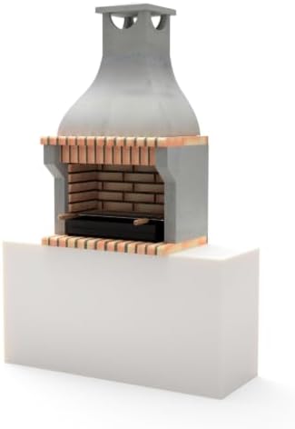 Barbacoa de Obra Movelar en Hormigón y Ladrillo para Carbón y Leña, Exterior Resistente (86,5 x 58 x 150 cm)