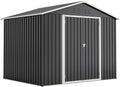 Cobertizo Metálico de Jardín 8 m³ con Puerta Corredera y Ventilación, 240x192x191 cm, Resistente al Clima, Gris