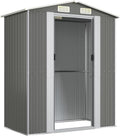Caseta Metálica de Jardín para Herramientas 192x108x223 cm con Puertas Correderas y Ventanas, Color Gris