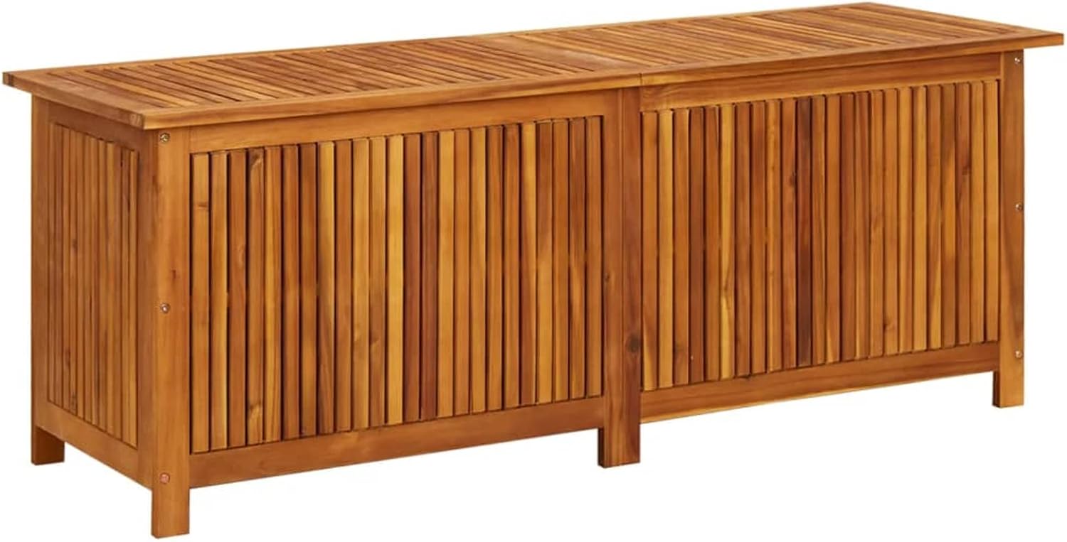 Caja de Almacenaje Exterior de Madera de Acacia 150x50x58 cm - Banco y Armario para Jardín