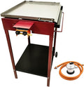 Barbacoa de Gas con Plancha y Paellero, Estructura de Acero con Ruedas, 60x80x90 cm, Hecha en España