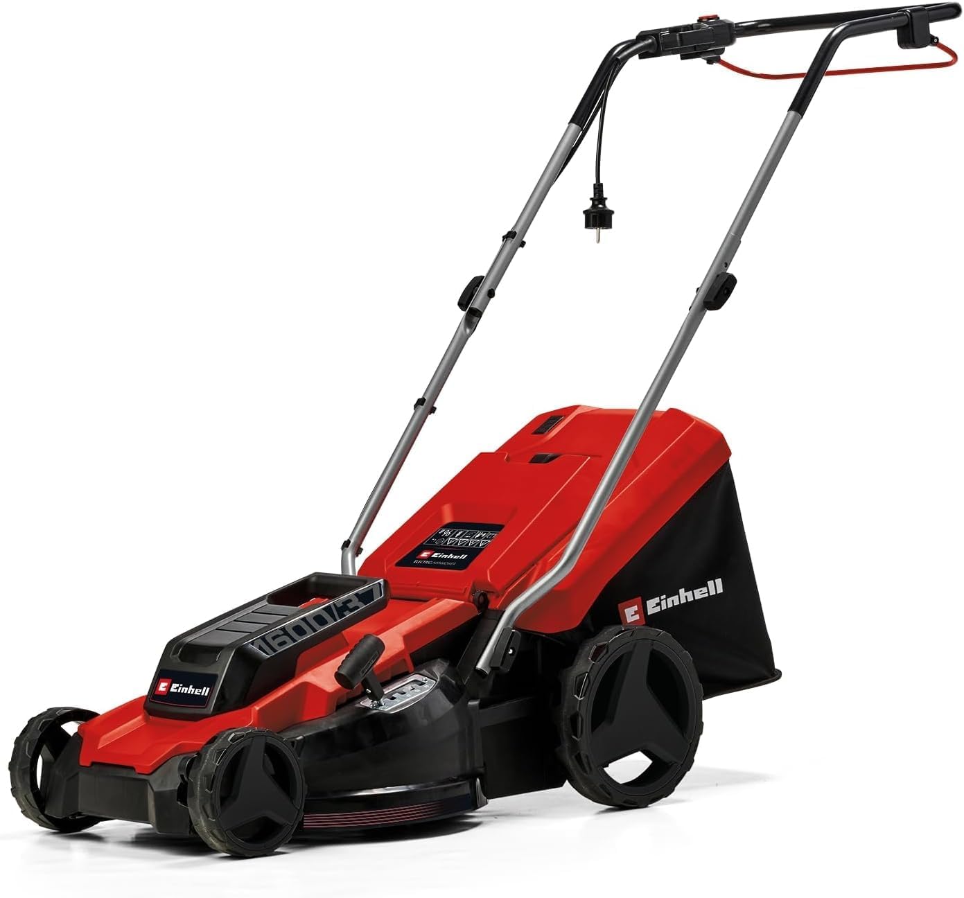 Cortacésped eléctrico Einhell GC-EM 1600/37, 1600W, ancho 37cm, área 700m², cesta 38L, altura 20-60mm
