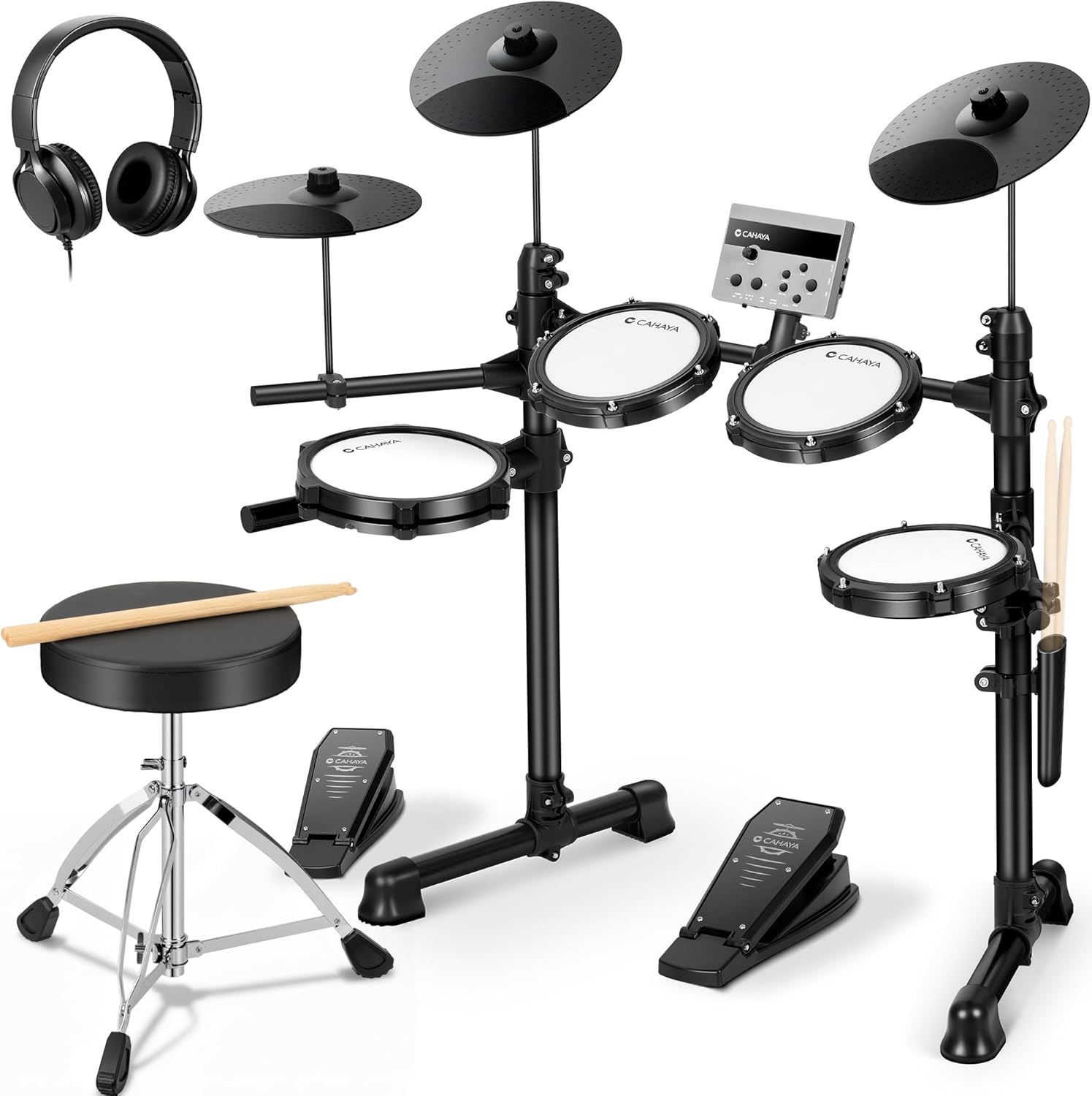 Kit de Batería Electrónica Portátil para Principiantes CAHAYA - 150 Sonidos, Compatibilidad USB/MIDI
