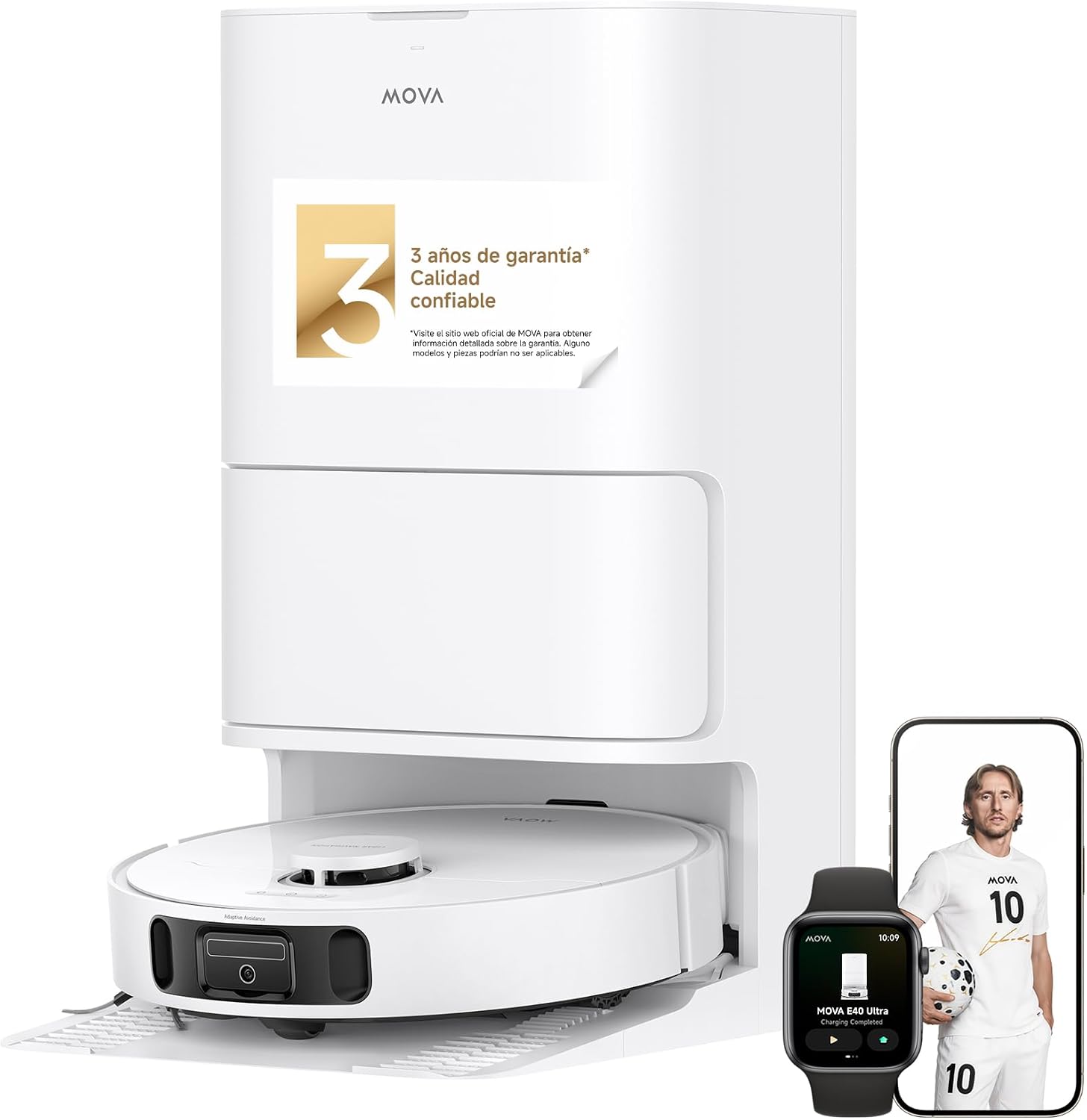 Robot Aspirador y Fregasuelos Mova E40 Ultra 19000Pa con MaxiReach y Cepillo Antienredos