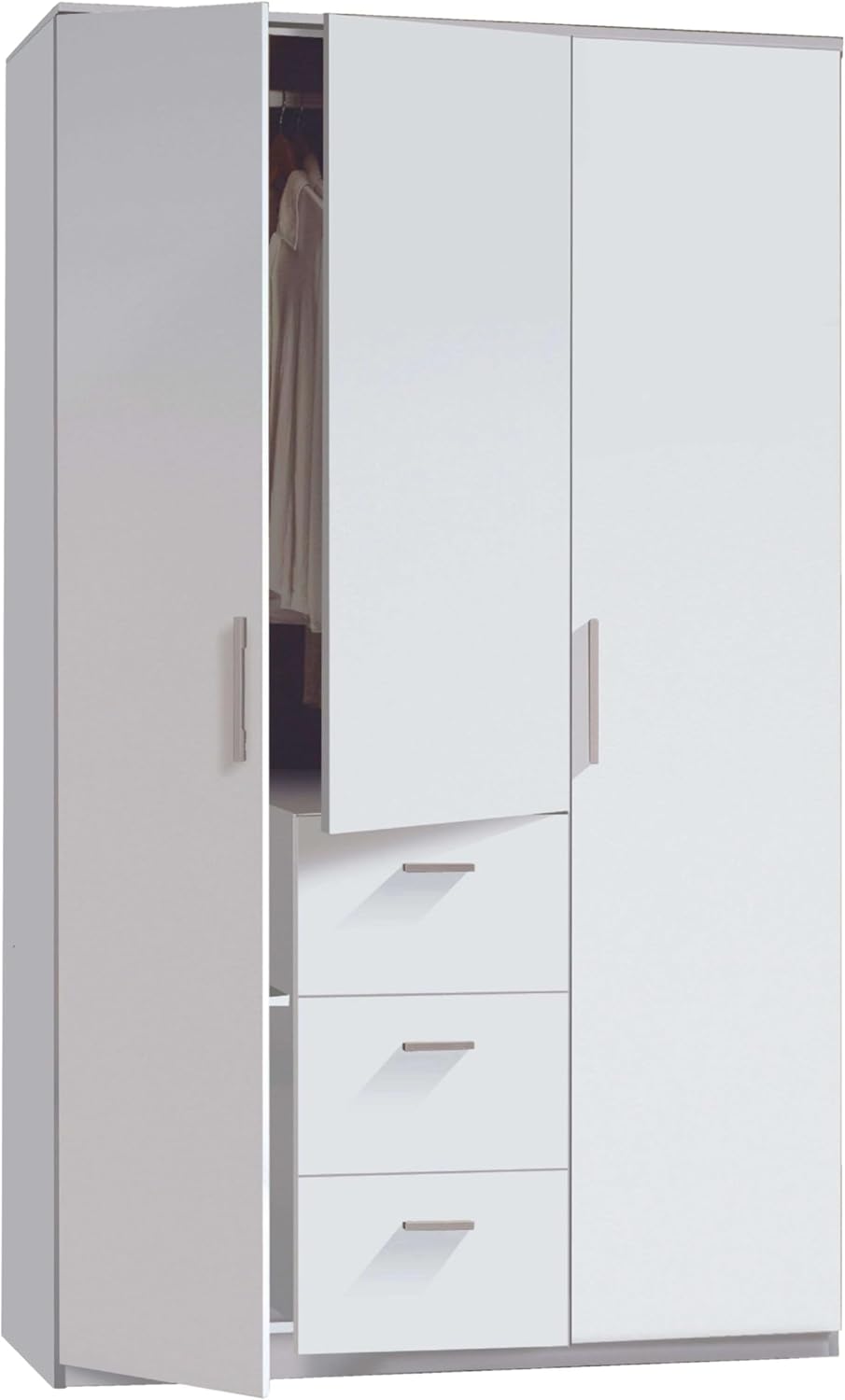 Armario Multiusos de 3 Puertas y Cajones en Blanco Brillante
