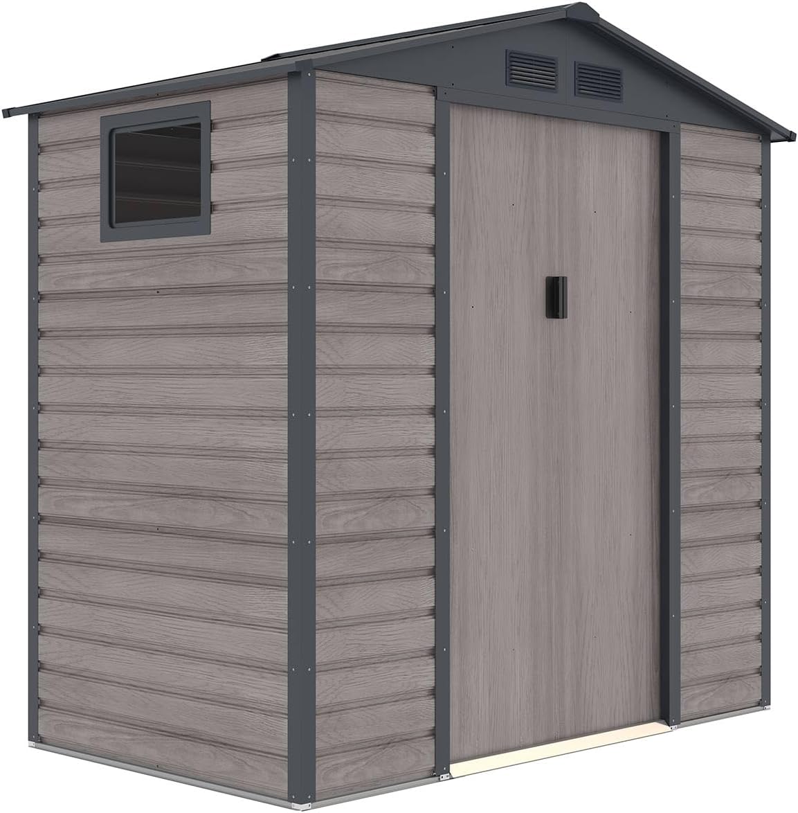 Cobertizo de Acero con Ventana Lateral 213x127x211 cm, Efecto Madera