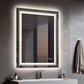 Espejo de Baño LED Antivaho 50x70 cm con Sensor Táctil, Iluminación Frontal y Retroiluminación de 3 Colores