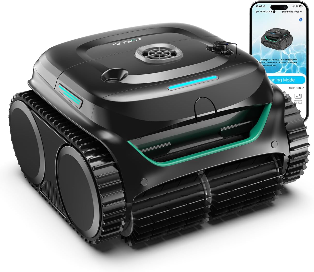 Robot de Piscina Inalámbrico WYBOT C2, Limpieza Completa con App, Autonomía 180 Min, para Piscinas hasta 150㎡
