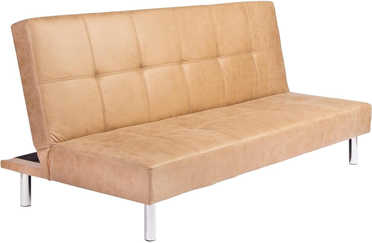 Sofá Cama de 3 Plazas Milos con Diseño Moderno y Funcional en Marrón Piedra
