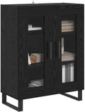 Vitrina Moderna Negra de Roble 69,5x34x90 cm Madera Contrachapada para Sala