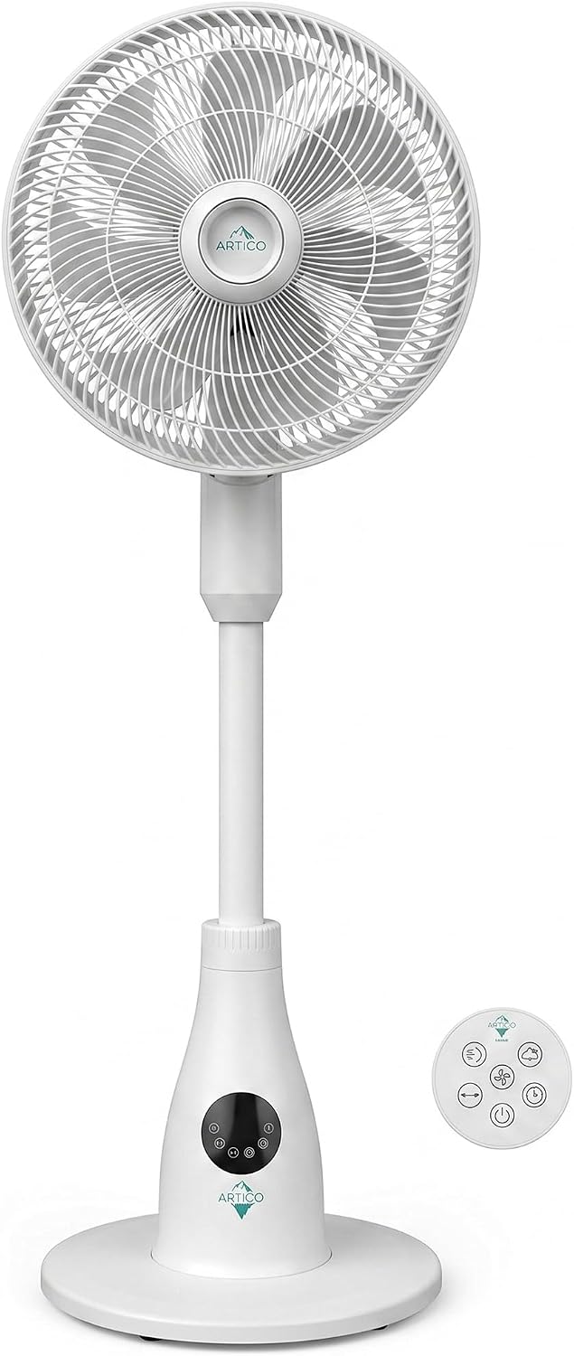 Ventilador de Pie con Nebulización, 80W, 7 Velocidades, Depósito 2L, Temporizador 24h, Control Remoto, 8 Aspas