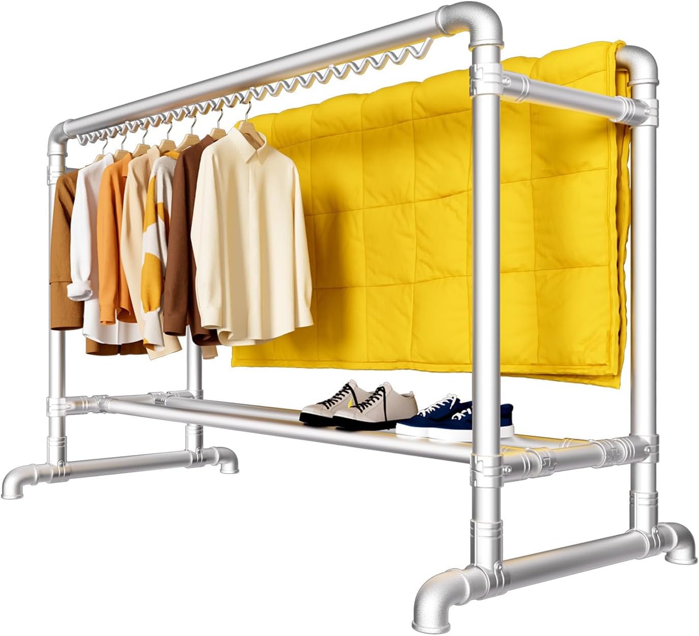 Perchero Resistente con Zapatero y Ruedas, Capacidad 400 kg, para Vestidor